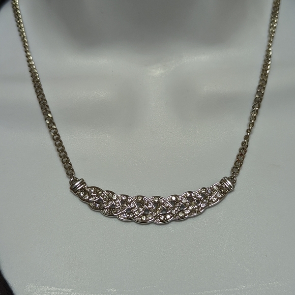 Charter Club Silver-Tone Pavé Braid Statement Necklace, 17" + 2" extender, - Picture 2 of 5